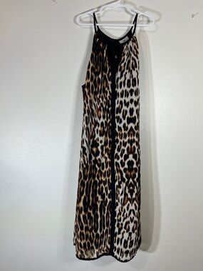 Worthington Leopard Print Halter Maxi Dress - Black & Brown